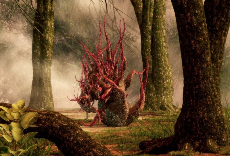 Forest monster with red tendrils