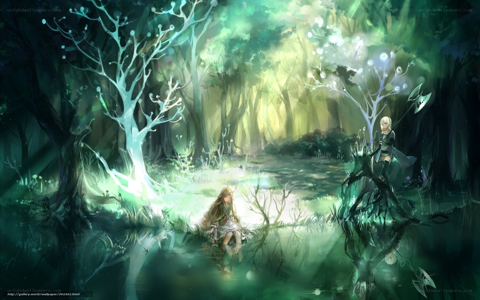 Forest of glowing spirits