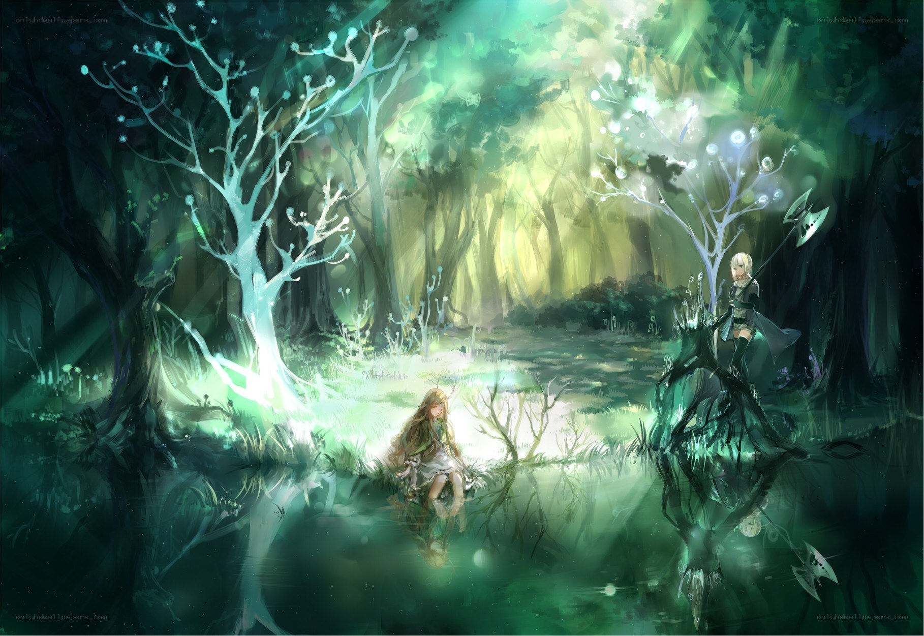 Forest of glowing trees