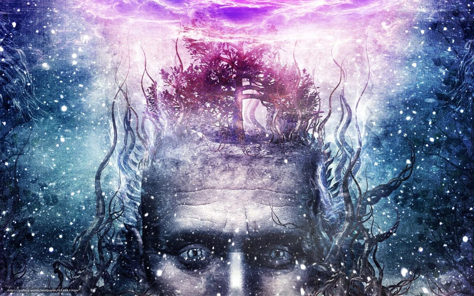 forest on a human head