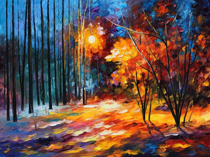 Forest Path at Dusk — Blue, Dramatic