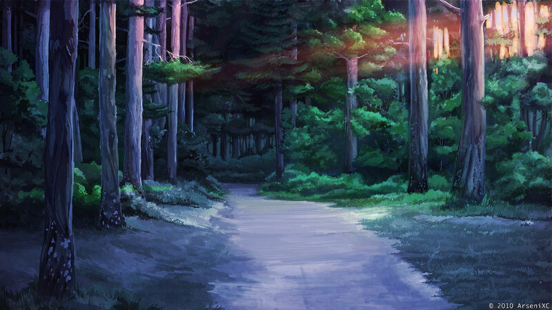 Forest Path at Dusk — Green