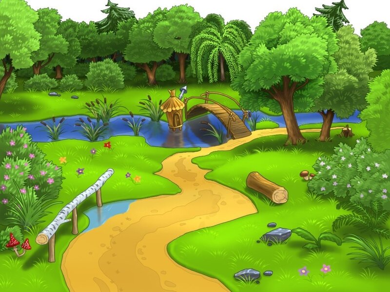 forest path by a river