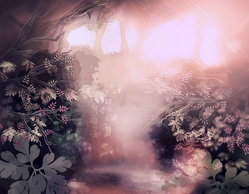Forest Path with Glowing Light