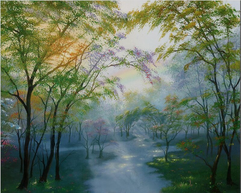 Forest Path with Rainbow — Green