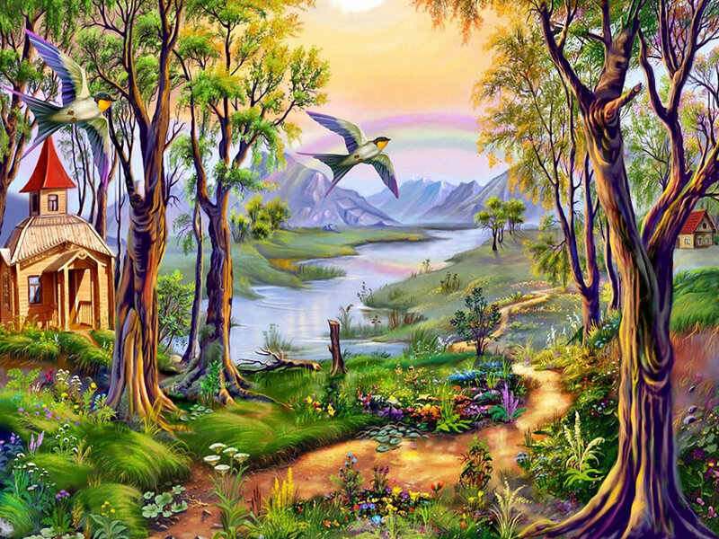Forest Path with River