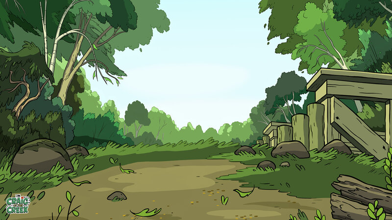 Forest Path with Ruins — Green