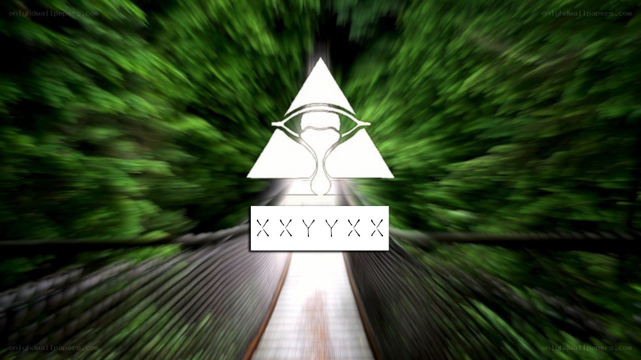 forest path with symbol overlay