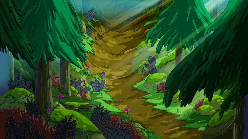 Forest Path with Trees — Green, Serene, Morning, Digital Art