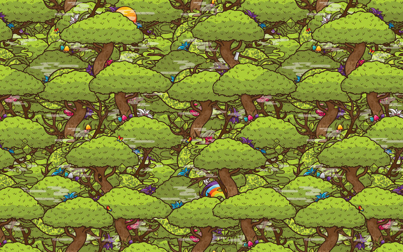 forest pattern with hidden objects