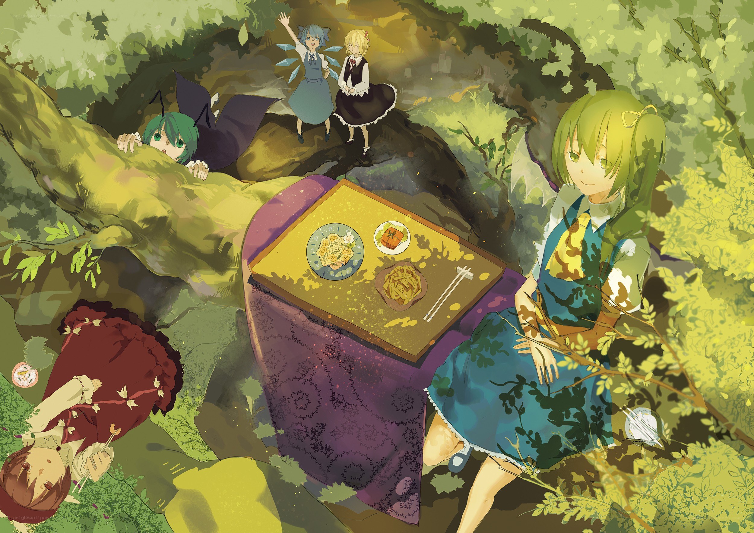 Forest picnic with anime girls