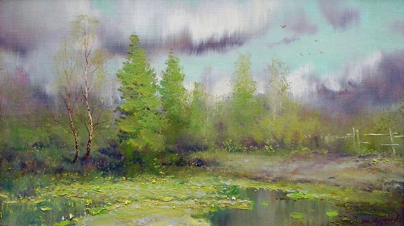 Forest Pond Landscape — Green