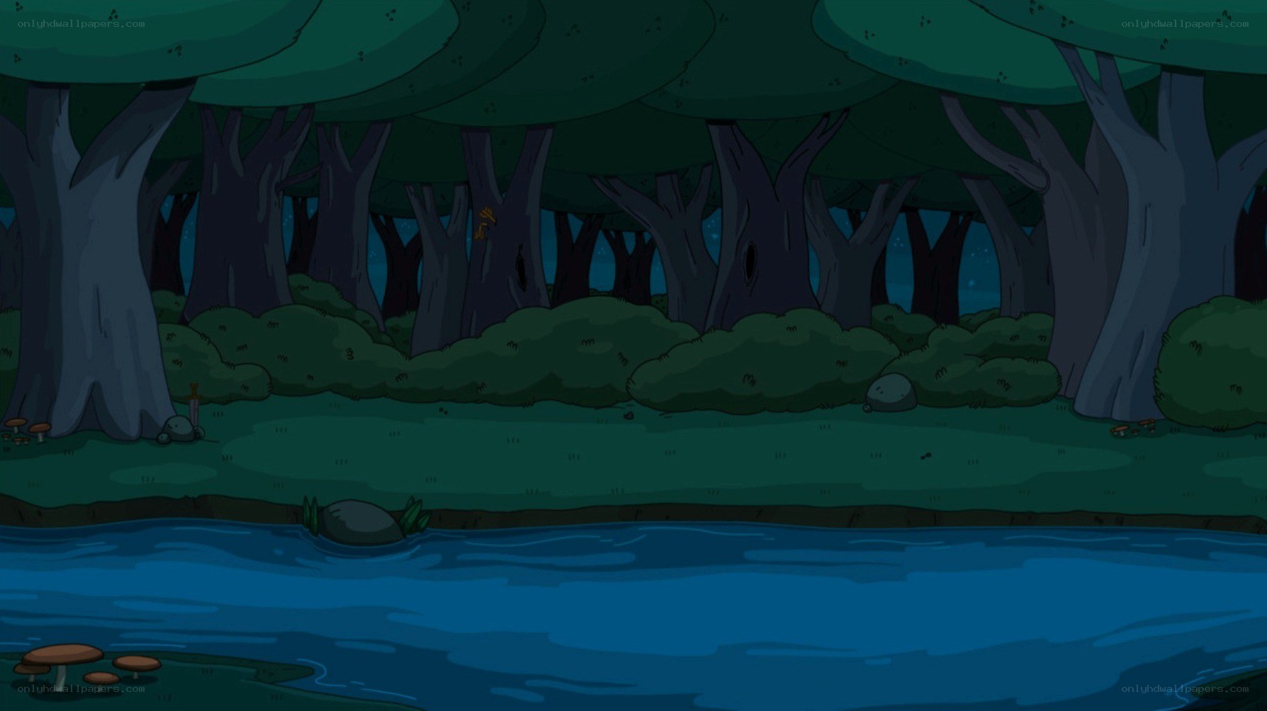forest river at night