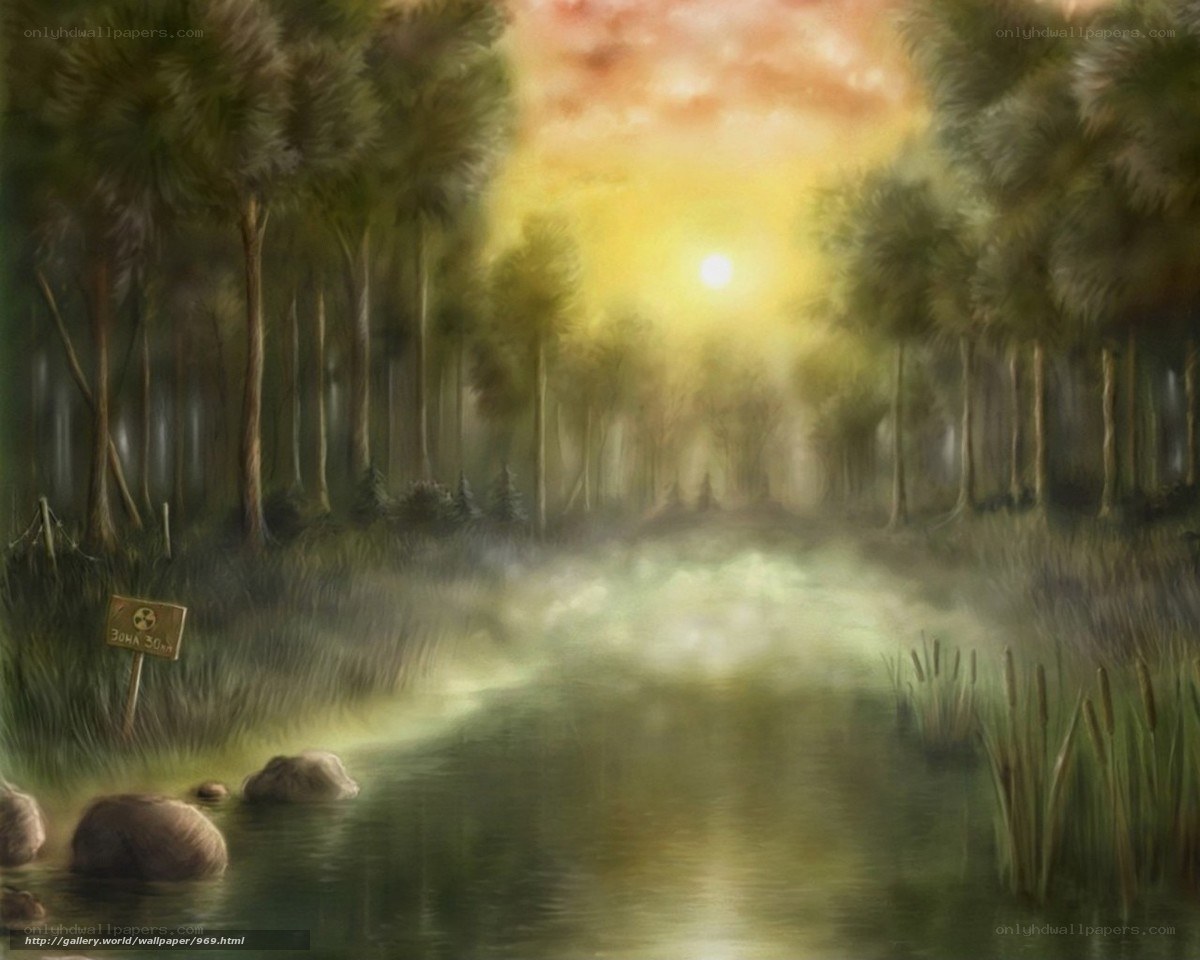 Forest River at Sunset