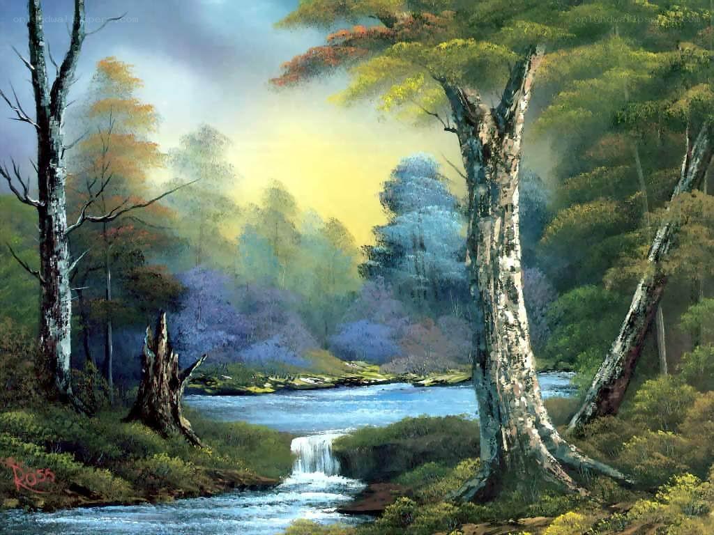 Forest River Landscape Painting
