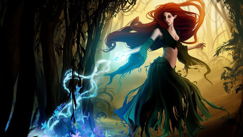 forest sorceress casting spell
