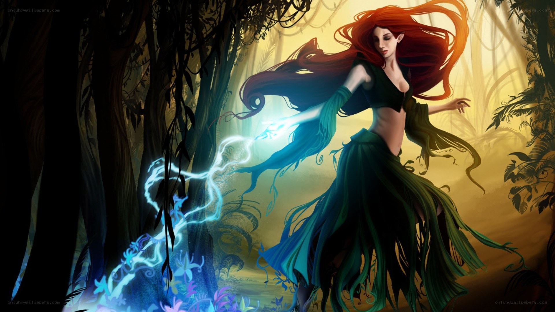 forest sorceress casting spell