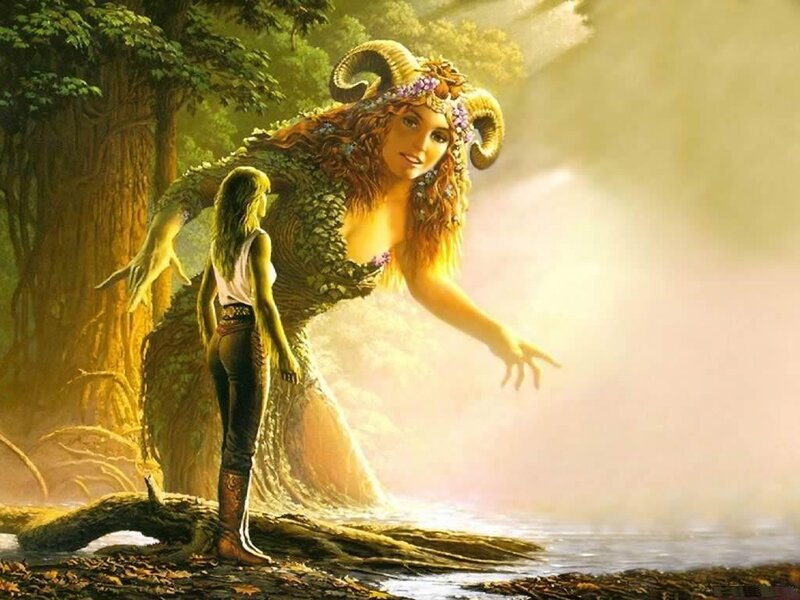 Forest spirit and traveler