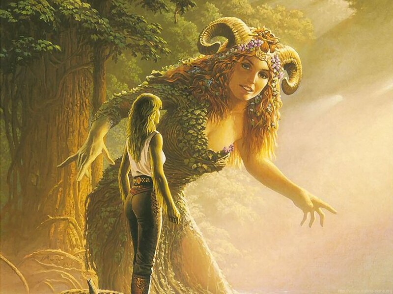 Forest spirit and traveler