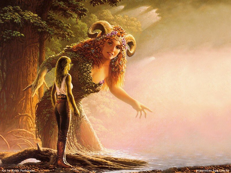 Forest spirit and traveler