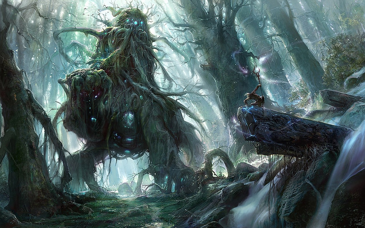 forest spirit confronts warrior