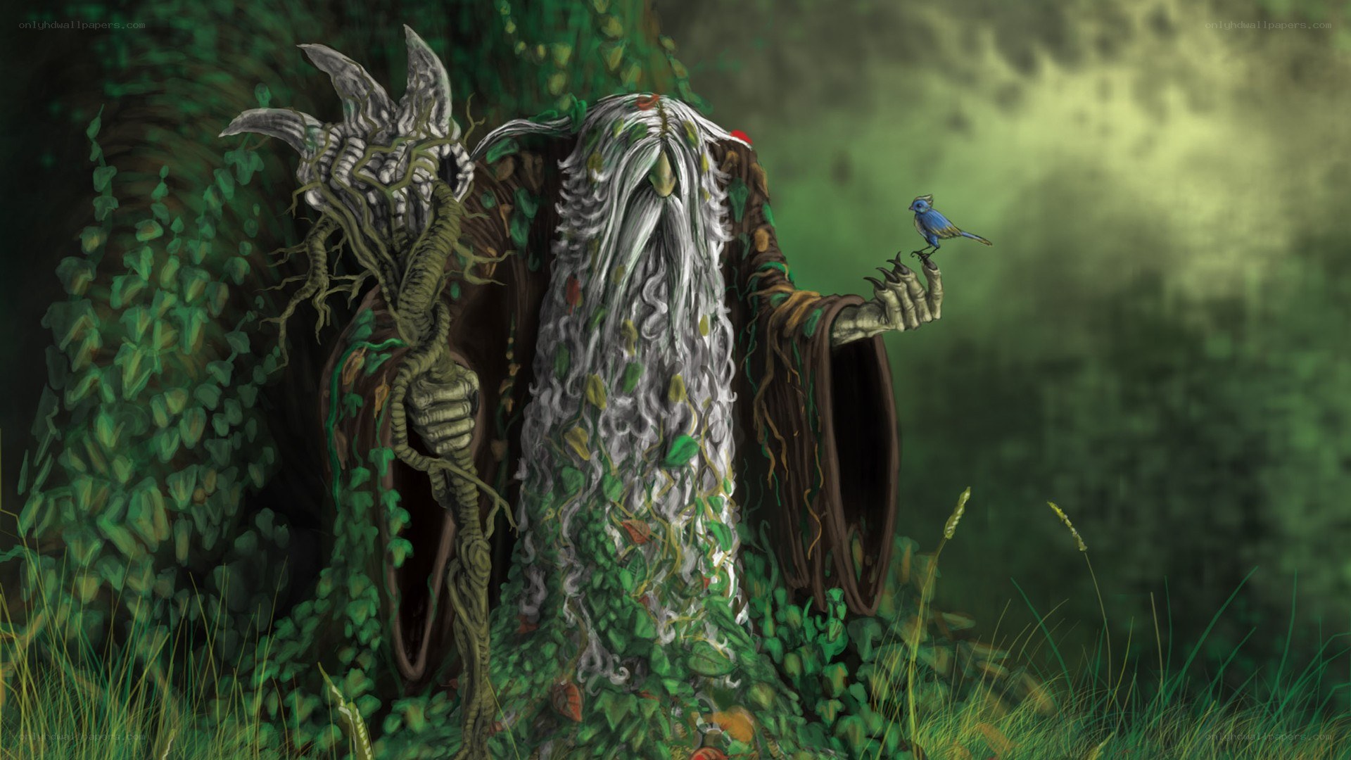 forest spirit with bird