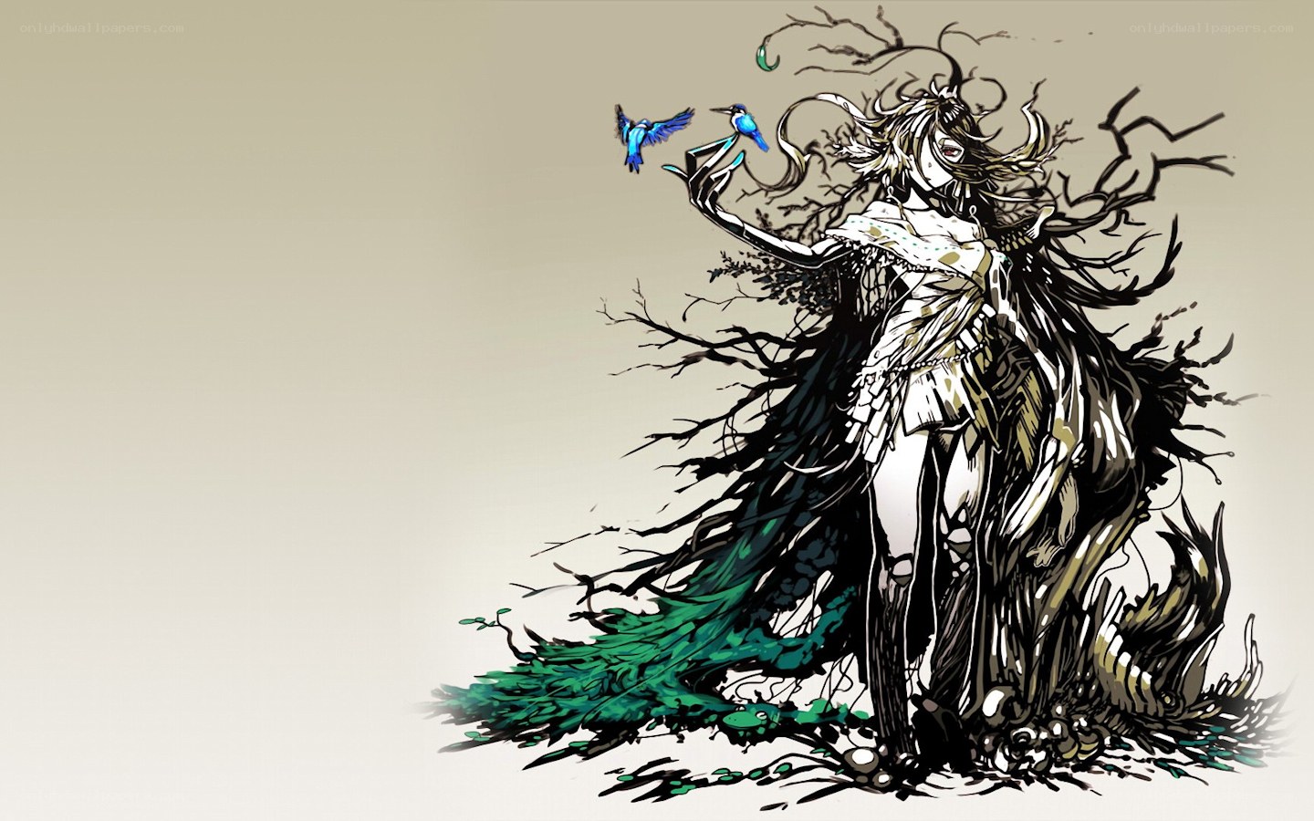 forest spirit with birds