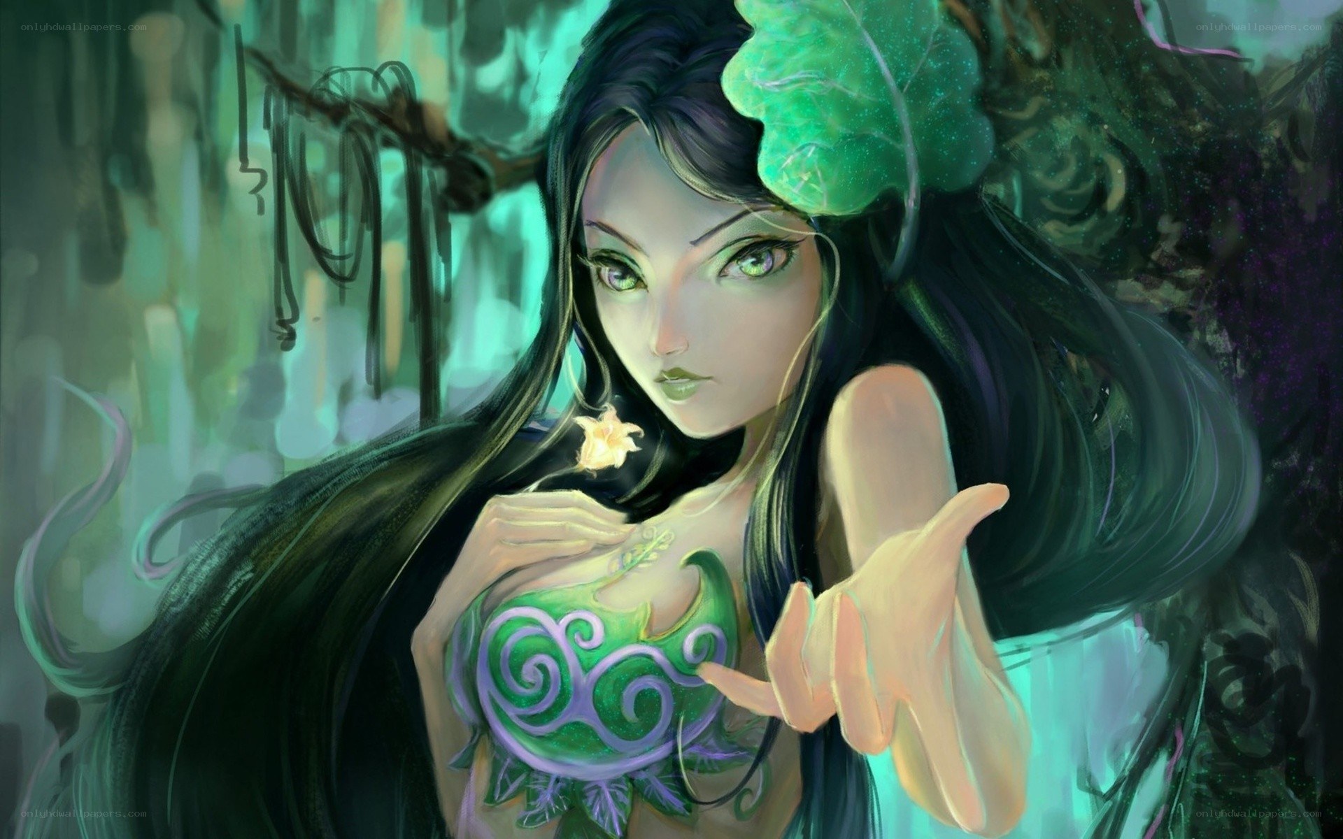 forest spirit with glowing flower