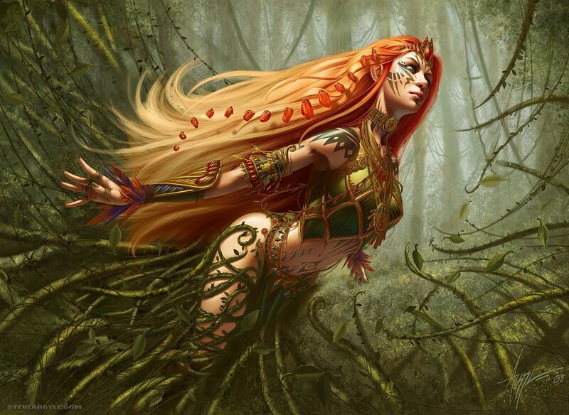 forest spirit with long red hair