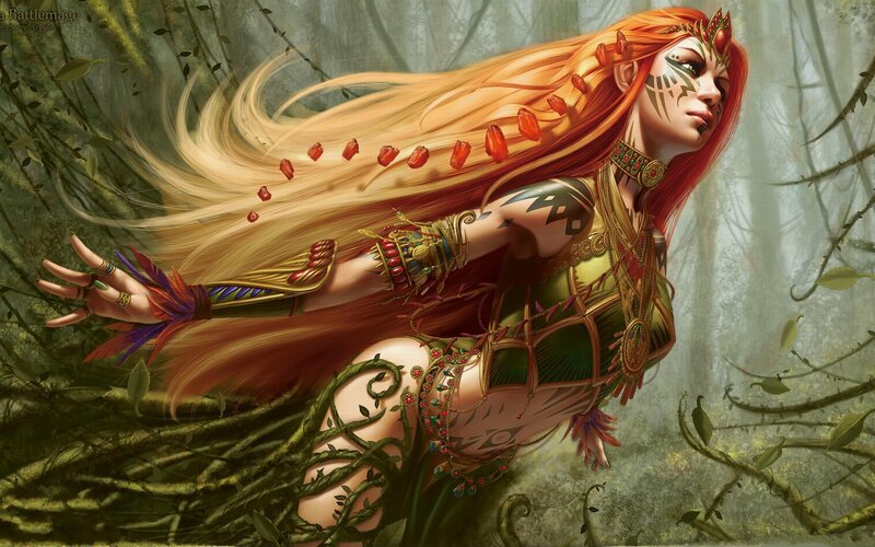 forest spirit with long red hair