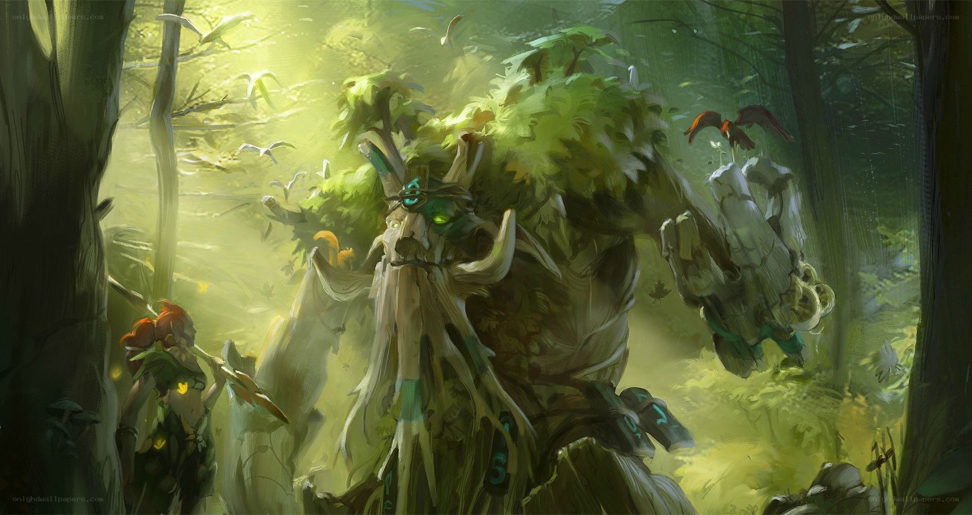 forest spirit with warriors