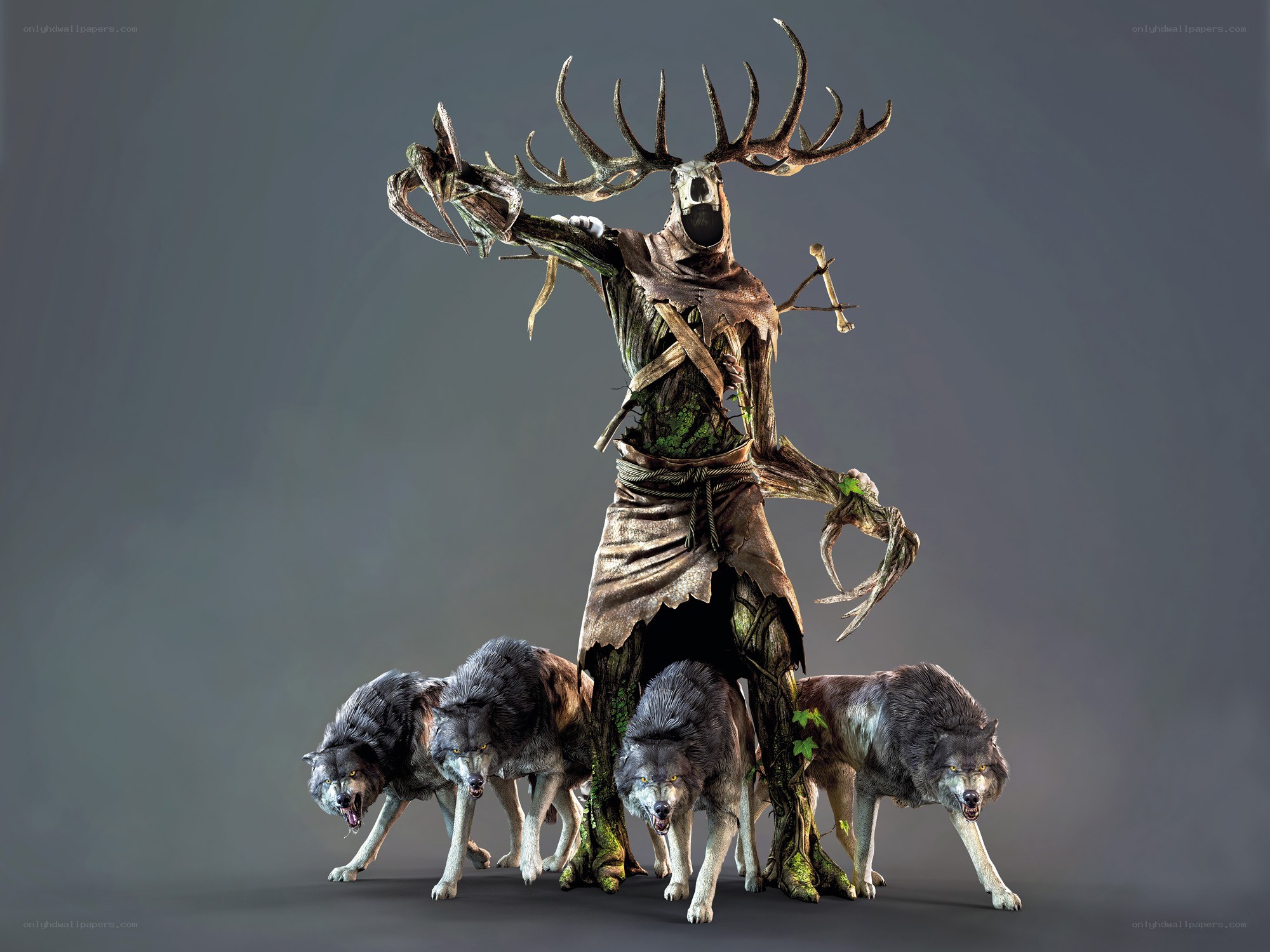 forest spirit with wolves