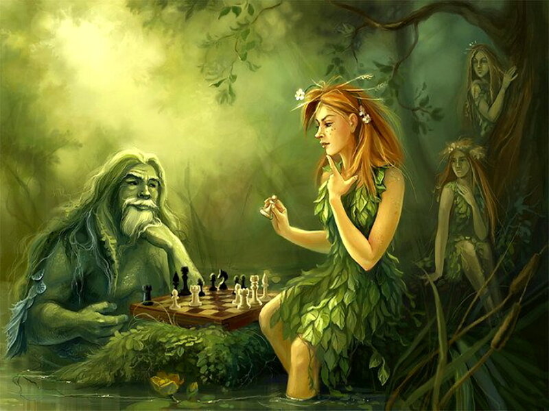 Forest Spirits Playing Chess