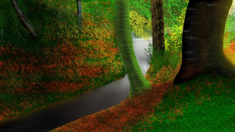Forest Stream and Trees — Green, Serene