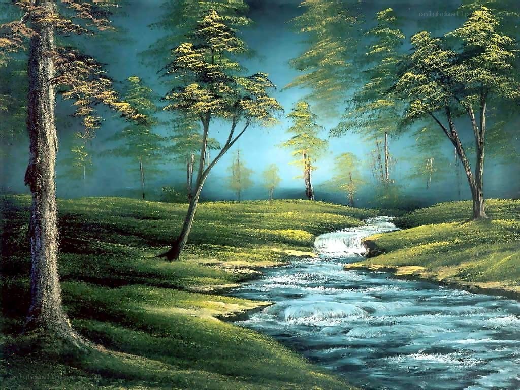 Forest stream at dawn