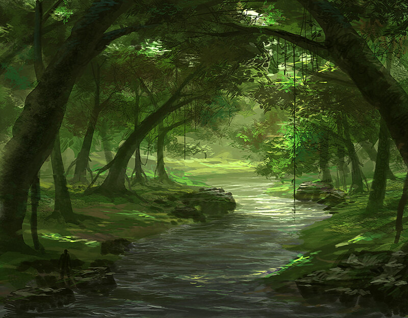 Forest stream at dawn