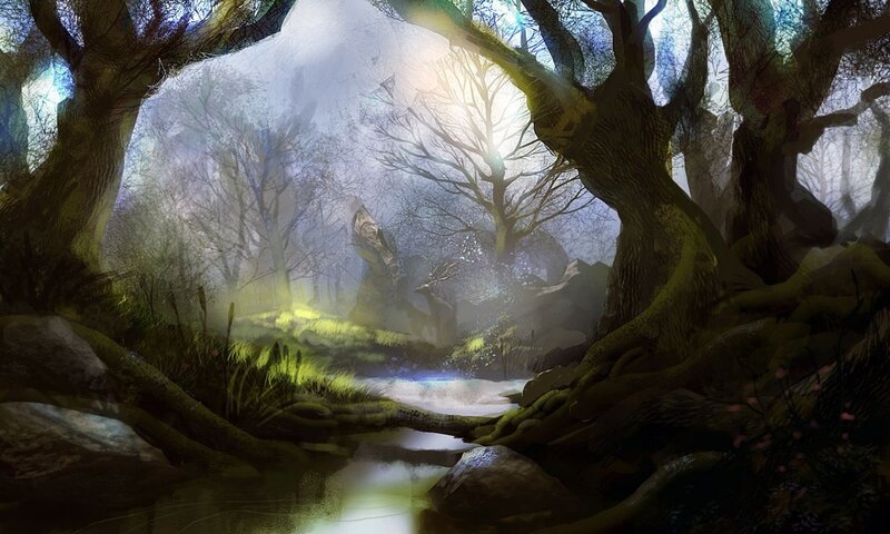 Forest Stream at Dawn — Green