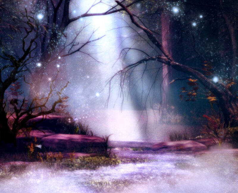 Forest Stream at Night — Purple