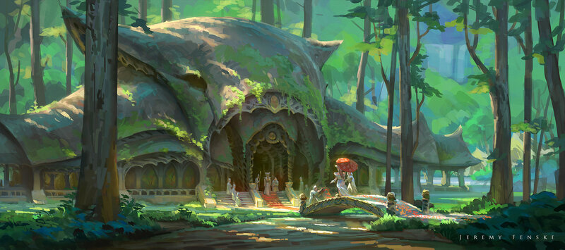 Forest Temple with People