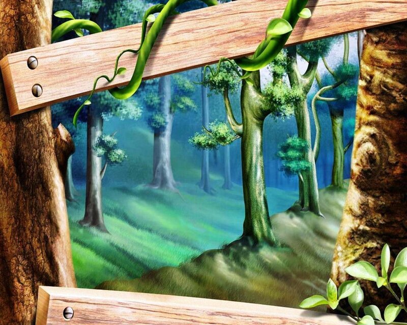 Forest Through Wooden Frame — Green