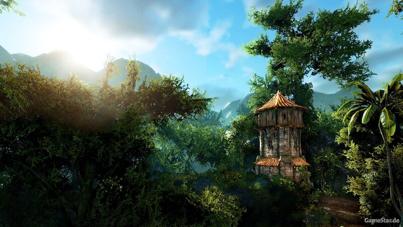 forest tower in mountain landscape