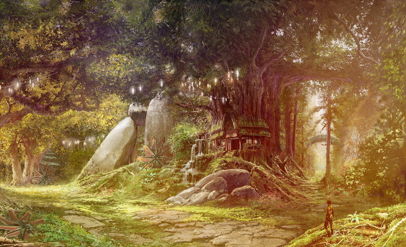 Forest treehouse village