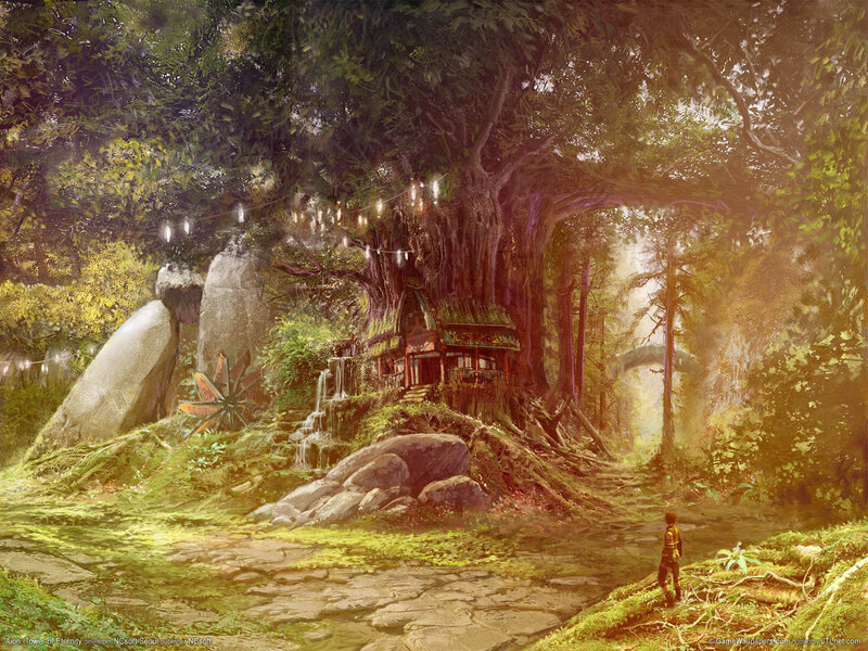 Forest treehouse village