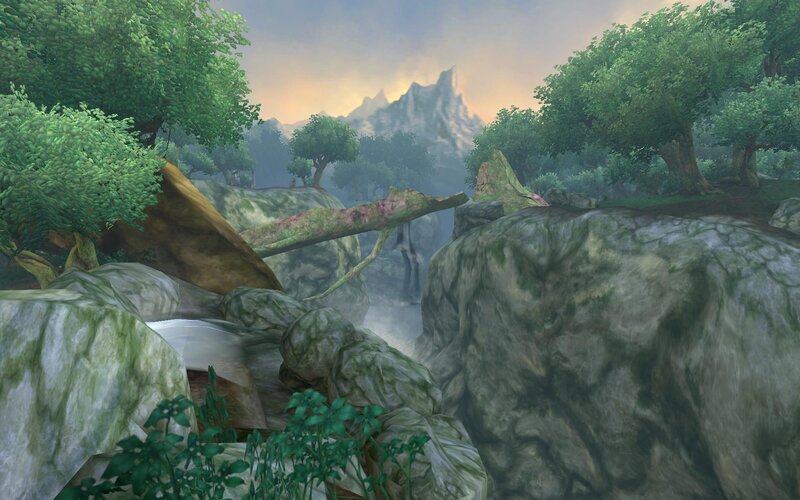 forest valley with mountains
