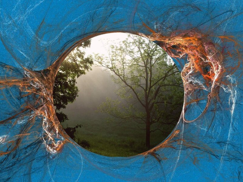 Forest view through abstract portal