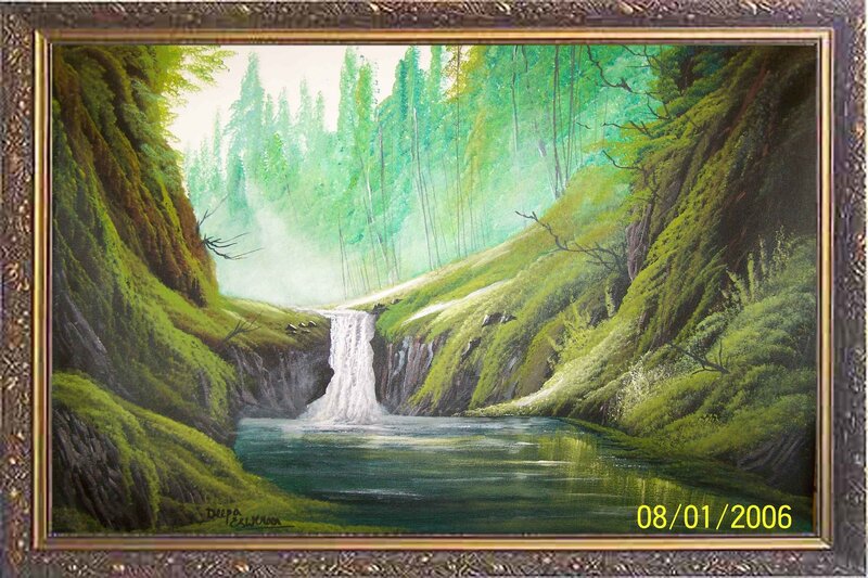 Forest waterfall landscape