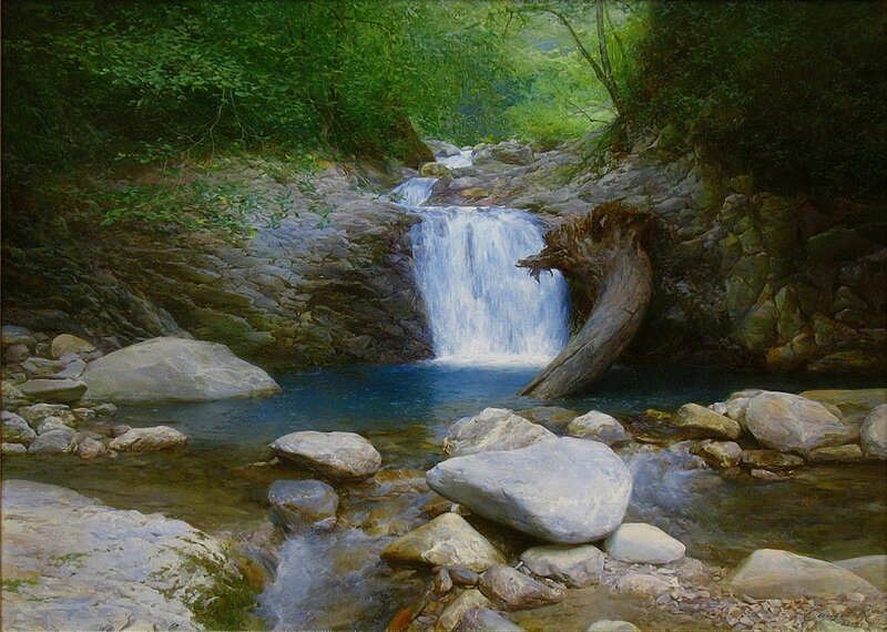 Forest waterfall scene