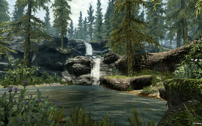 Forest Waterfall Scene — Green, Serene, Morning