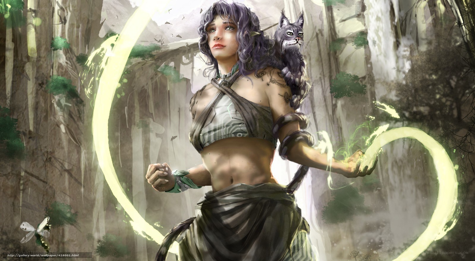 forest witch with cat companion