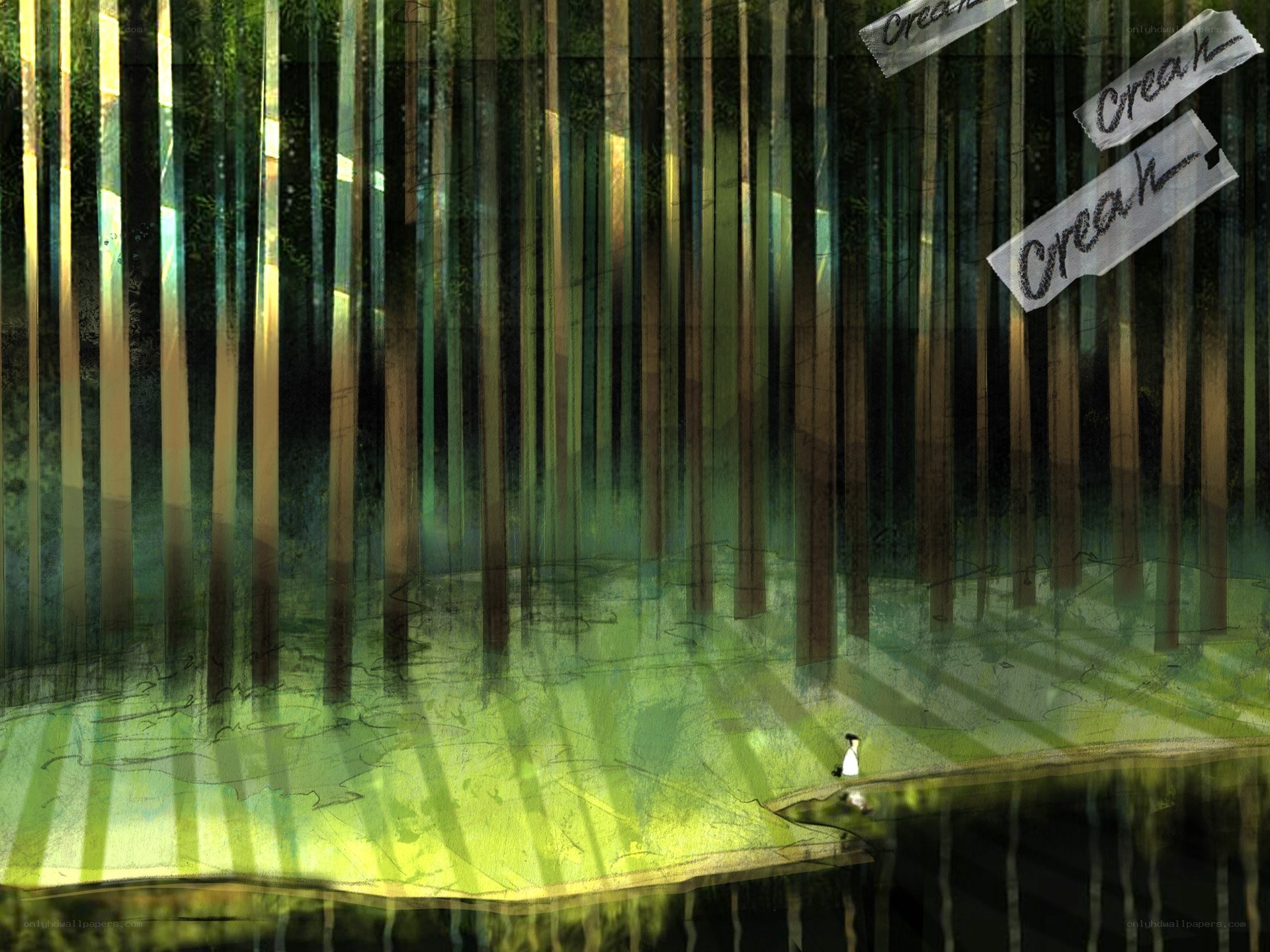 Forest with a lone figure